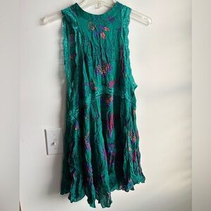 Free People Teal and Purple Patterned Dress